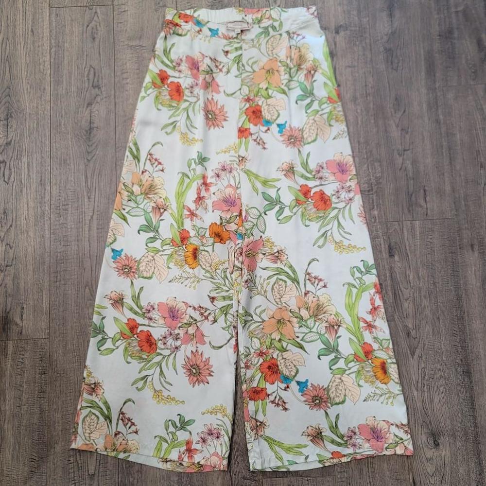 Johnny Was Silk Floral Wide Leg Lilianna Pants SZ Small